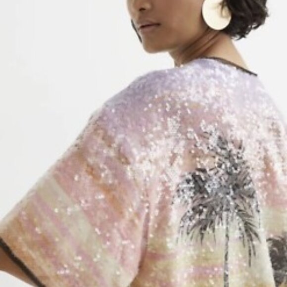 H&M Studio Palm Tree Sunrise sequin shiny fringe Chloe Ibiza dress XS/S - Picture 5 of 14